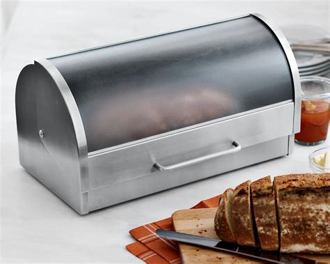 glass and stainless steel bread box|large stainless steel bread bin.